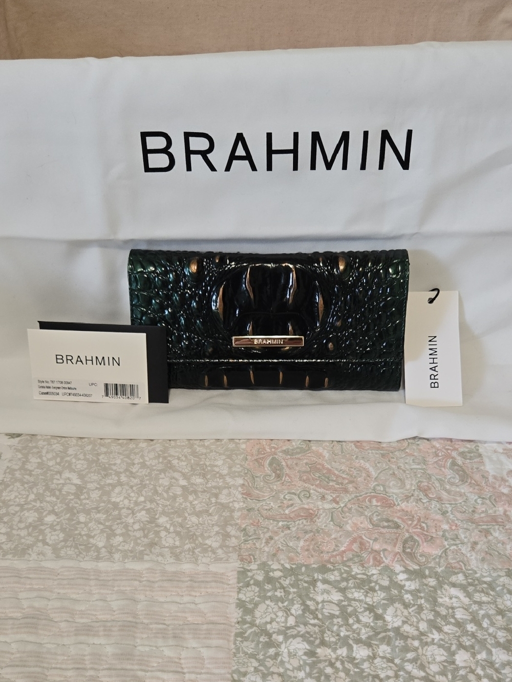 Brahmin Cordelia Wallet In Evergreen Ombre Melbourne Genuine Leather. NWT.